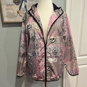 Men’s Reason Pink and Black Skull Raincoat